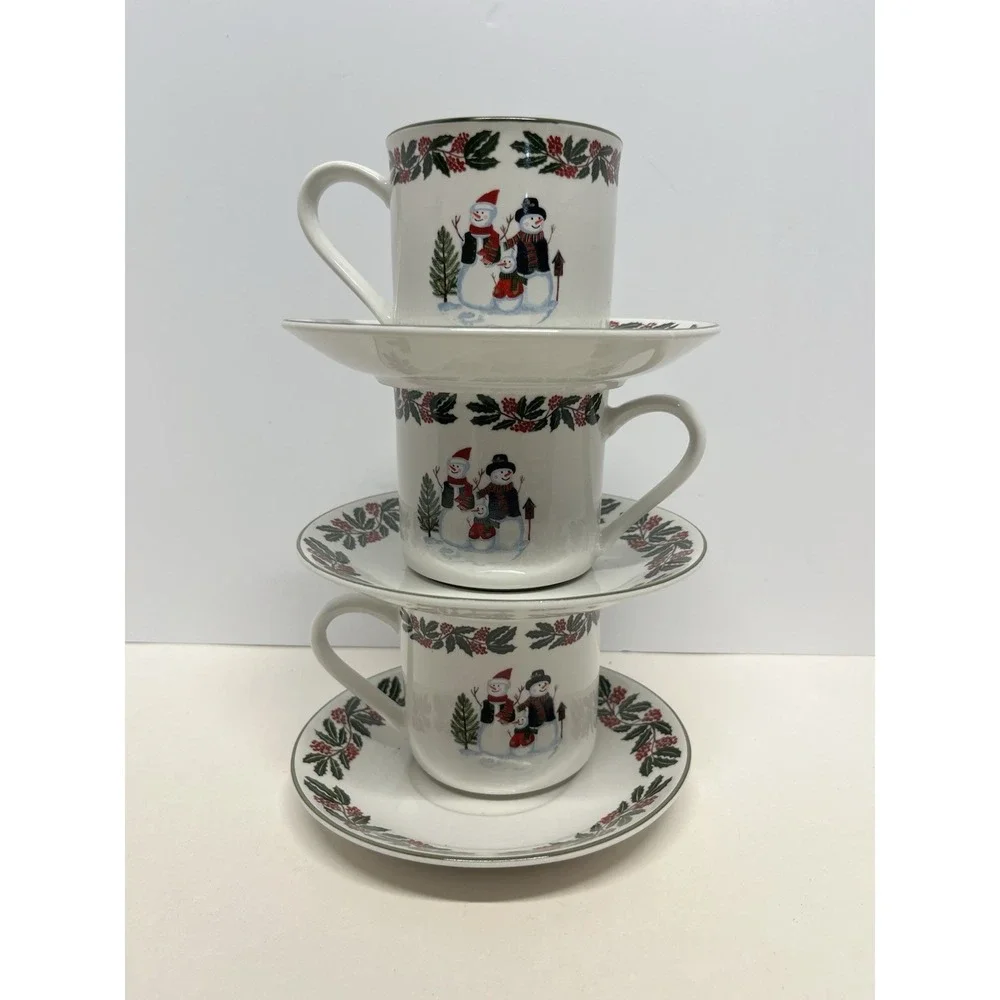 Set Of 3 GEI Snowman Family 6 oz Cup 6